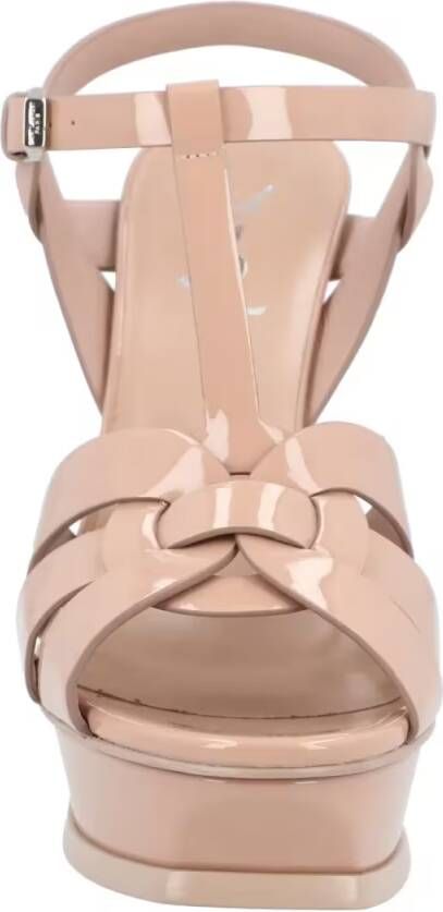 Saint Laurent Sandalen Tribute Patent Leather Platform Sandals Beige in roze - Foto 2