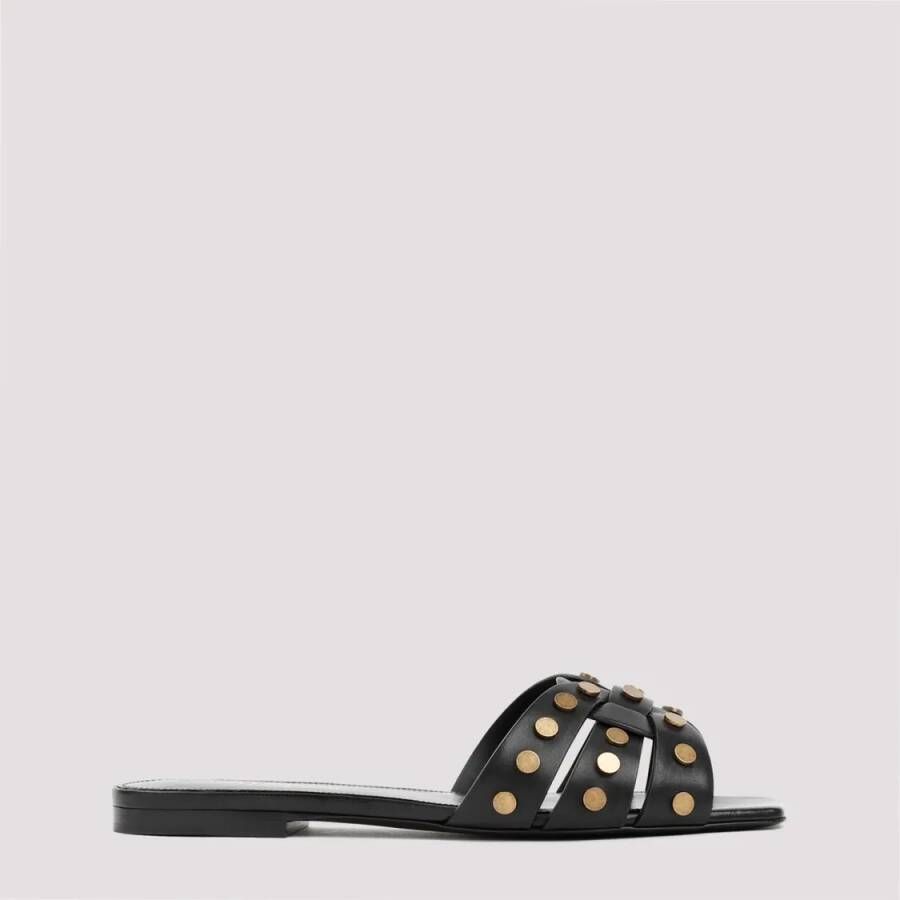 Saint Laurent Sandalen Black Leather Tribute Studded Sandals in zwart - Foto 3