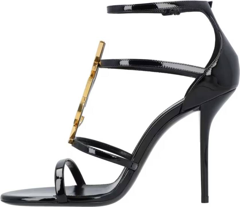 Saint Laurent Sandalen Cassandra Sandals In Patent Leather Black in zwart