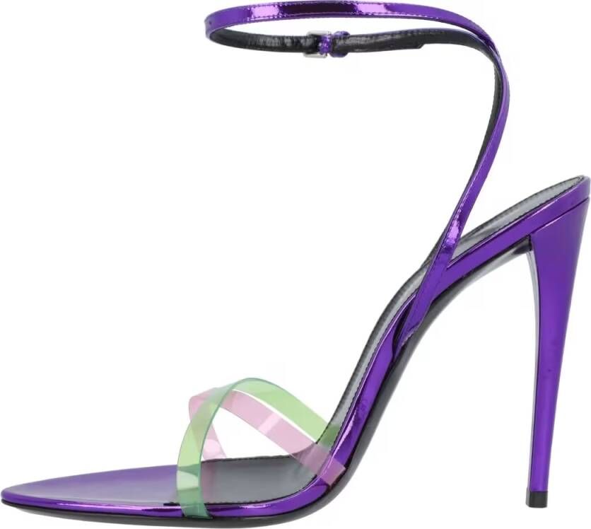 Saint Laurent Sandalen Gippy Patent Leather And Plexi Sandals Purple in paars