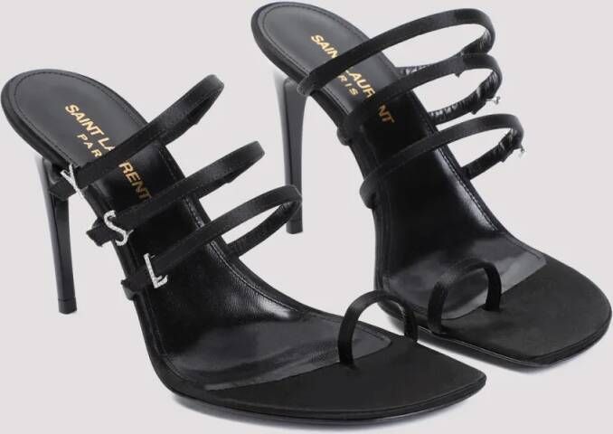 Saint Laurent Sandalen Jerry 95 Black Textile Sandals in zwart