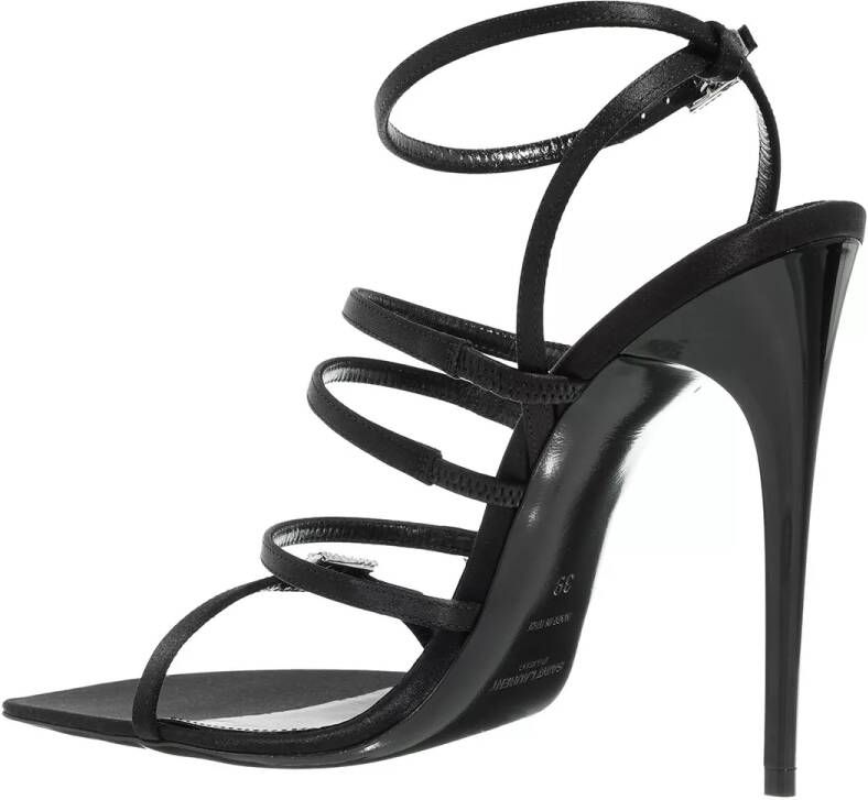 Saint Laurent Sandalen Jerry Sandals In Crepe Satin And Rhinestones in zwart