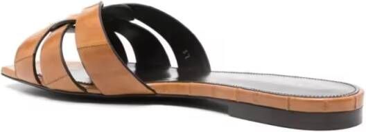 Saint Laurent Sandalen Tribute Flat Sandals in bruin