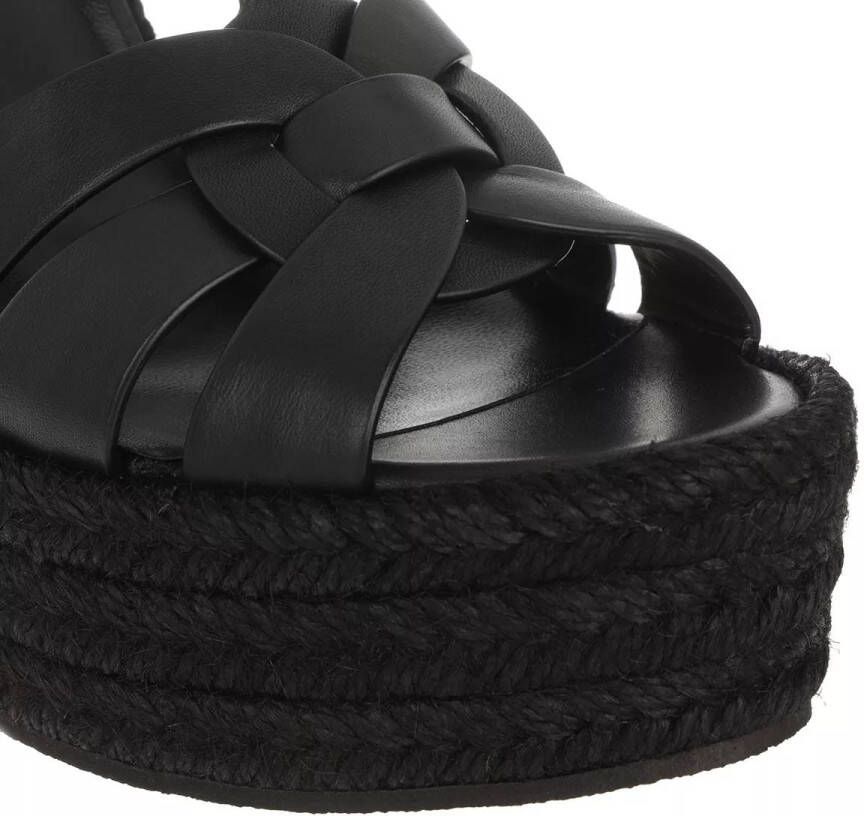 Saint Laurent Sandalen Tribute Wedge Espadrilles in zwart