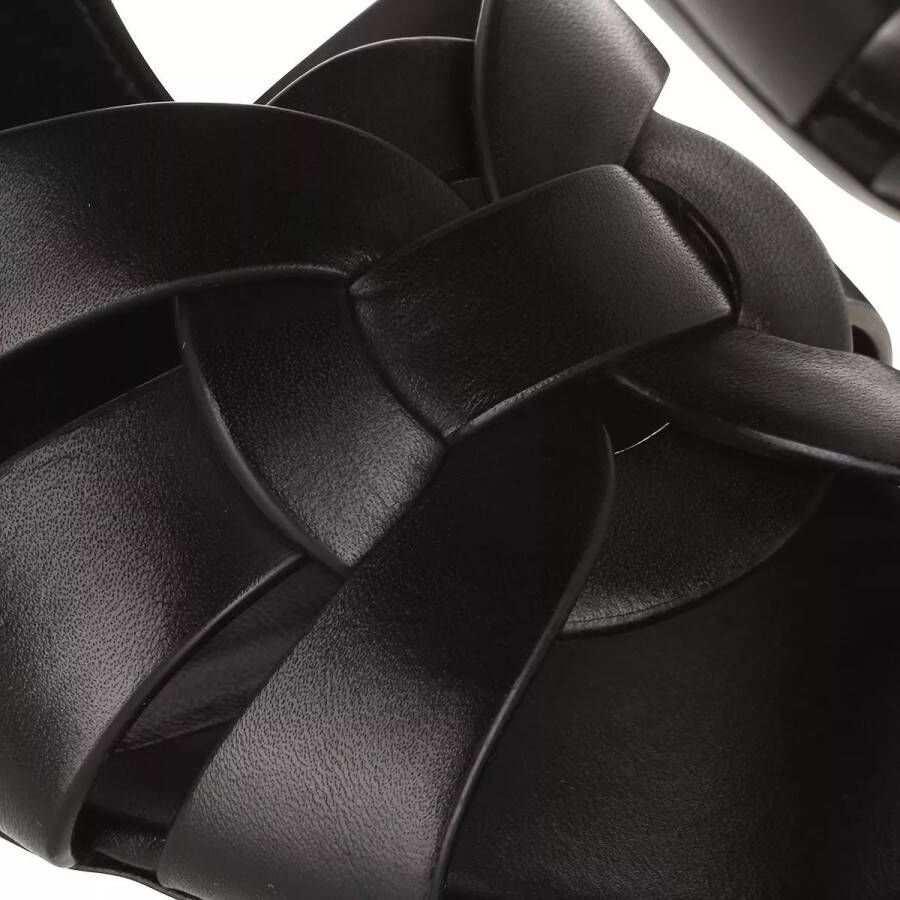 Saint Laurent Slippers Tribute Heel Mule Leather in zwart