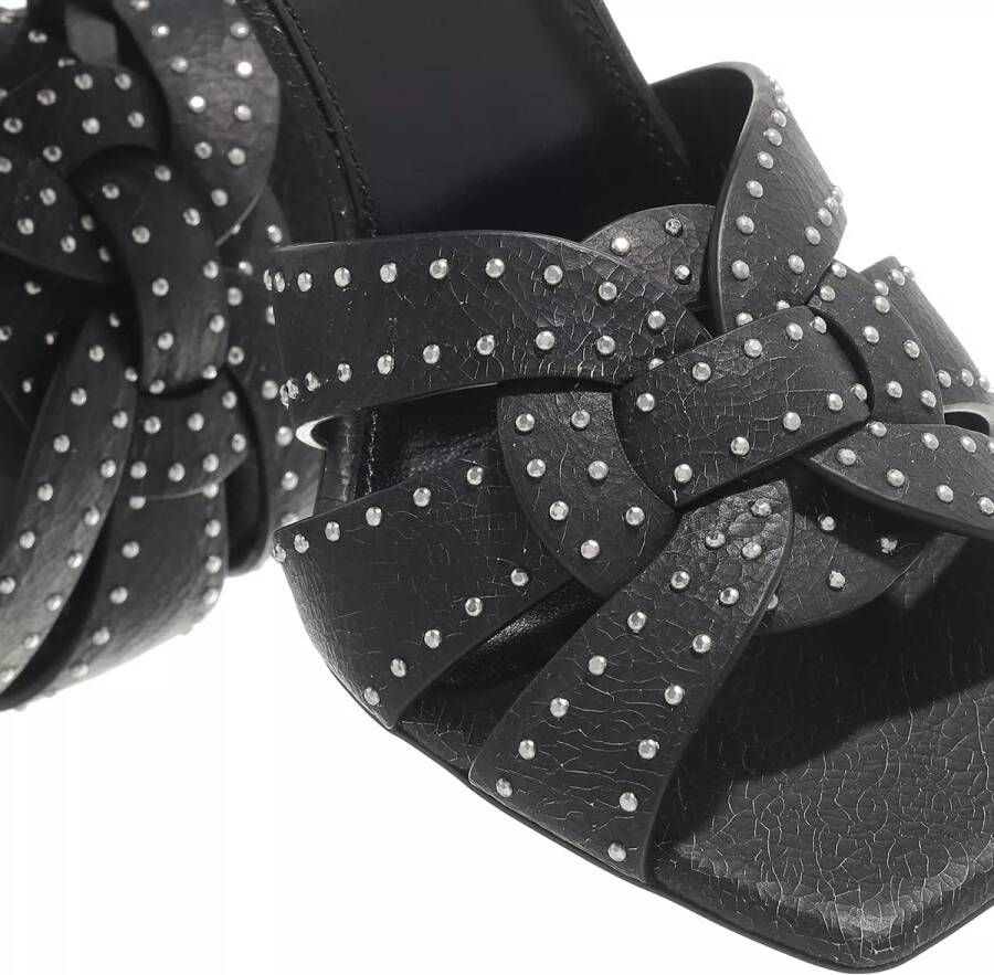 Saint Laurent Slippers & Mules Tribute Studded Heeled Mules Leather in zwart