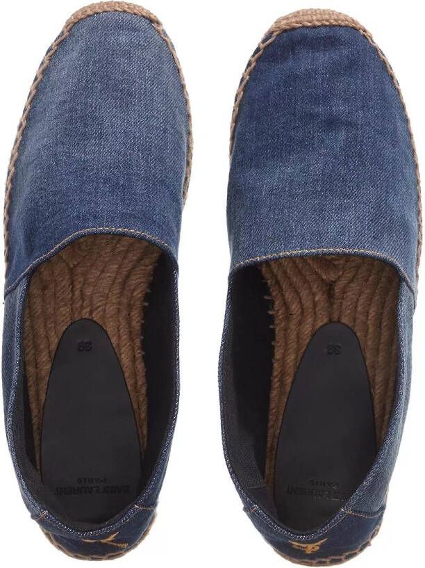 Saint Laurent Slippers YSL Embroidered Espadrilles in blauw