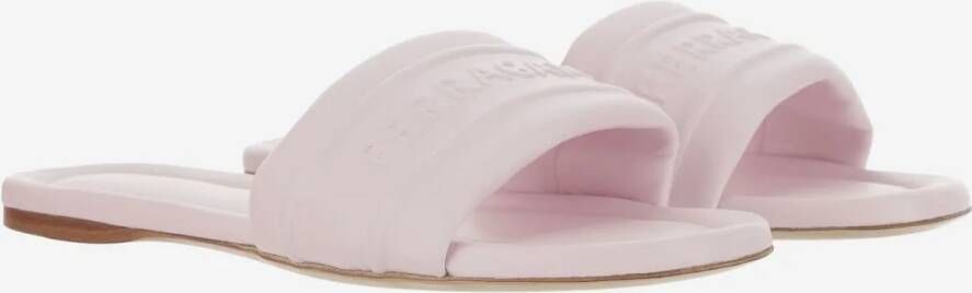 Salvatore Ferragamo Sandalen Leather Sandals With Logo in roze