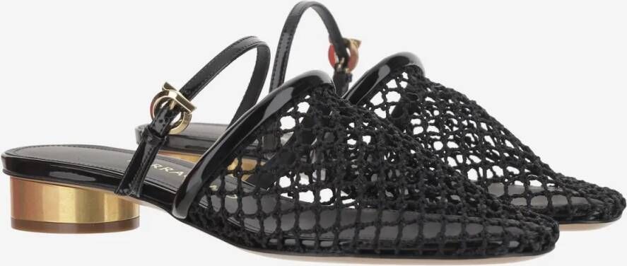 Salvatore Ferragamo Slippers & Mules Mesh And Leather Mules in zwart