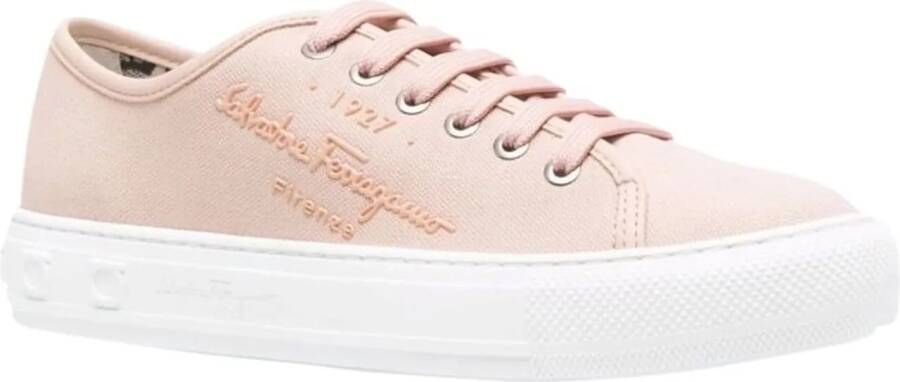 Salvatore Ferragamo Low-Top Sneakers Mediterr Eco Logo Sneakers in poeder roze