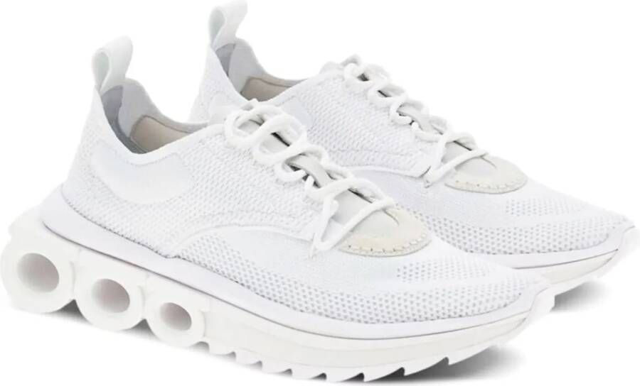 Salvatore Ferragamo Witte technische gebreide sneakers met suède en nubuck details White Dames - Foto 6
