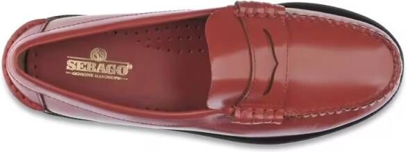 Sebago Classic Red Leather Slip-On Flat Shoes in rood
