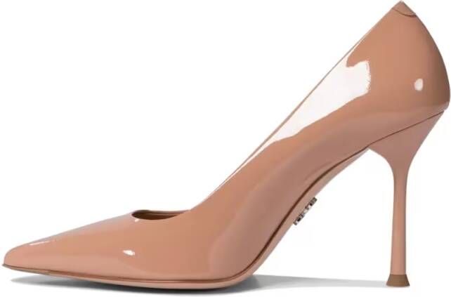 Sergio Levantesi Hoge hakken Glossy Patent Leather Pink Heeled Pumps in beige