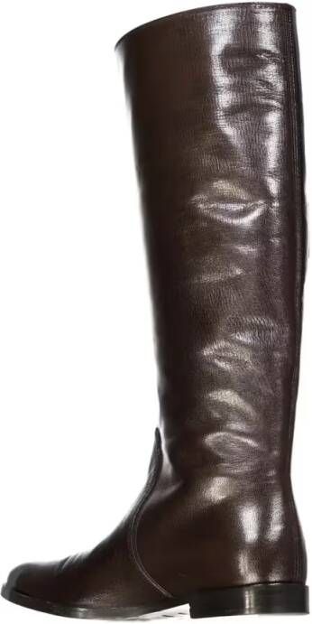 Sergio rossi Boots Leather Boots With Minimalistic Design in bruin