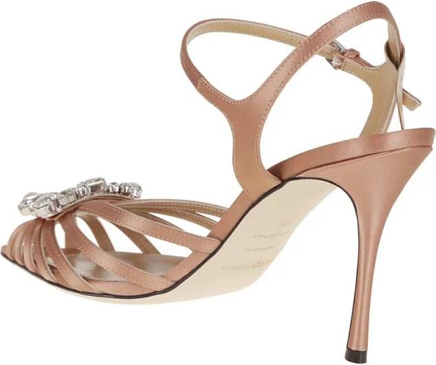 Sergio rossi Sandalen Nude Satin Sandal With Sunburst Design in bruin