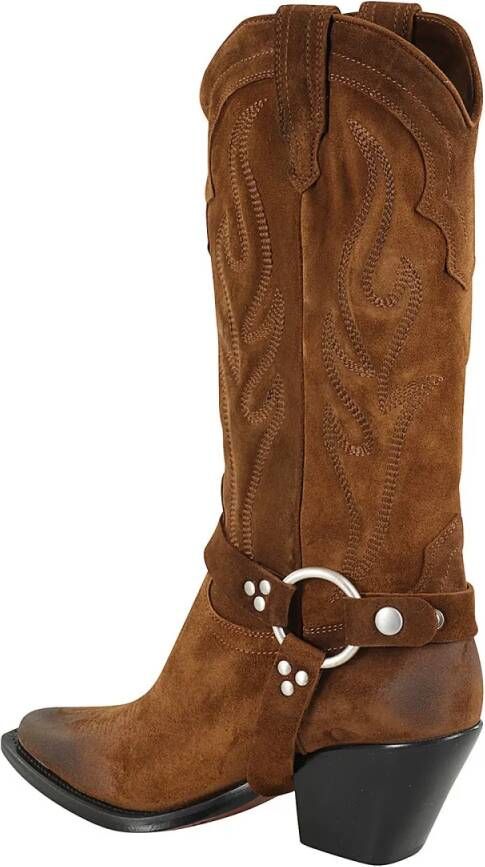 Sonora Boots Santa Fe Belt Cowboy Boot in bruin