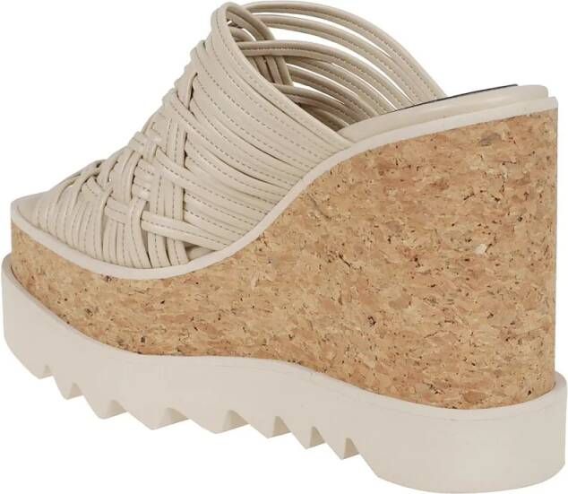 Stella Mccartney Sandalen Woven Peep-Toe Wedge Sandals in beige