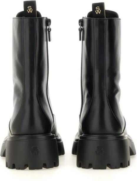 Stuart Weitzman Boots Chunky Sole Black Calf Leather Boots in zwart
