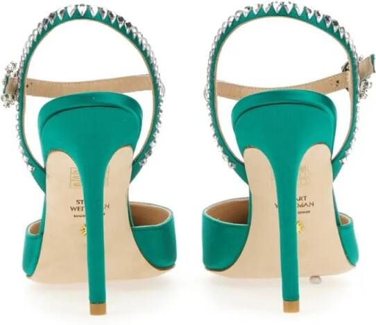 Stuart Weitzman Hoge hakken Gemcut 100 Ankle Strap Pump in groen