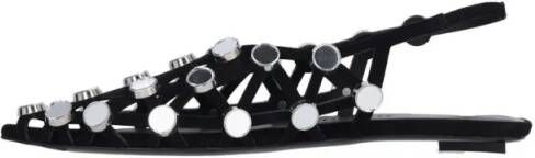 The Attico "Grid" Slingback Ballerinas With Studs – Black in zwart