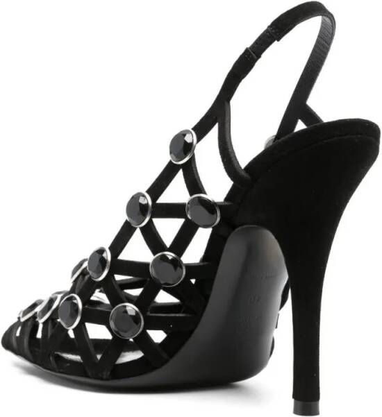 The Attico Hoge hakken 125Mm Embellished Suede Slingback Pumps in zwart