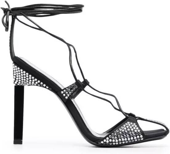 The Attico Sandalen Adele 105Mm Crystal-Embellished Sandals in zwart