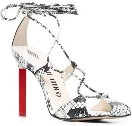 The Attico Sandalen Adele 105Mm Snakeskin-Print Sandals in zilver
