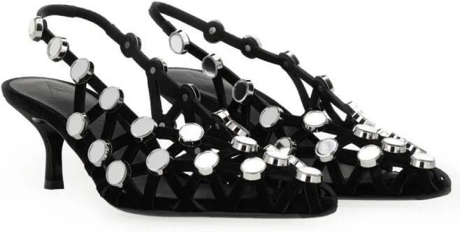 The Attico Sandalen Slingback "Grid" in zwart