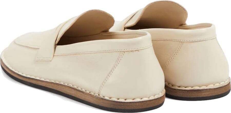 The Row Cary Leather Loafers in wit