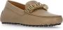 TOD'S Beige Leather Loafers With Squared Toe in beige - Thumbnail 1