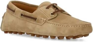 TOD'S Beige Suede Leather Loafers in beige