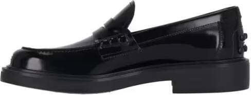 TOD'S Black Calfskin Slip-On Loafers With Cut-Out Detail in zwart