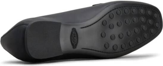 TOD'S Black Leather Loafers With Suede Accent in zwart