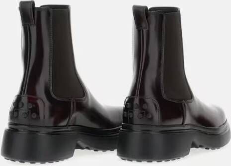 TOD'S Boots Burgundy Brown Ankle Boots With Elastic Sides in bruin