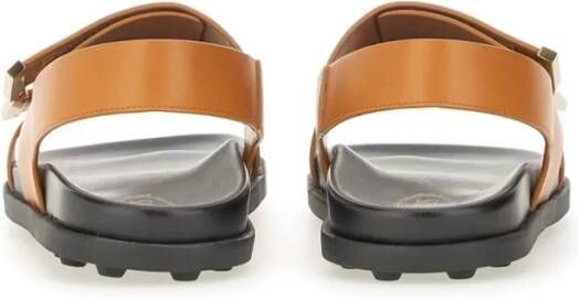 TOD'S Brown Calfskin Sandals in bruin