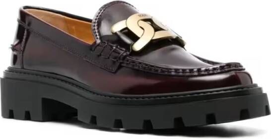 TOD'S Brown Leather Loafers in bruin
