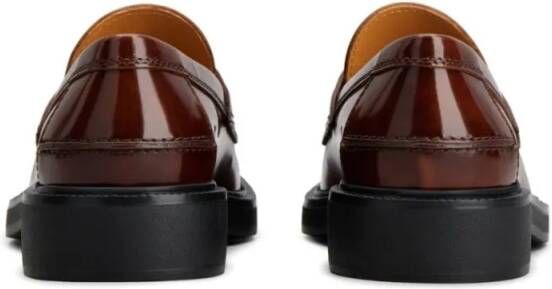 TOD'S Brown Leather Loafers With Polished Finish in bruin