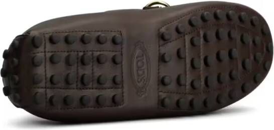 TOD'S Brown Loafers With Gold Ring Embellishment in bruin