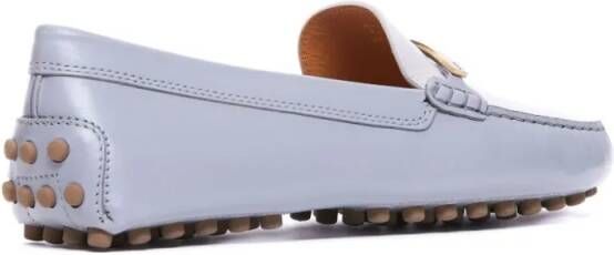 TOD'S Classic White Moccasin Flat Shoes With Rubber Stud in wit