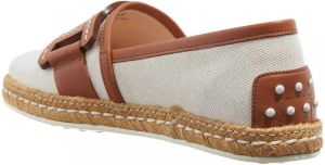 TOD'S Espadrilles Leather Trim Canvas Espadrilles in fawn