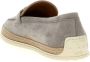 TOD'S Grey Suede Loafers With Raffia Band in grijs - Thumbnail 1