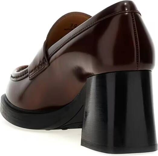 TOD'S Hoge hakken Leather Loafers in bruin