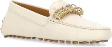 TOD'S Ivory Leather Loafers in beige
