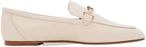 TOD'S Flat Leather Loafers in beige