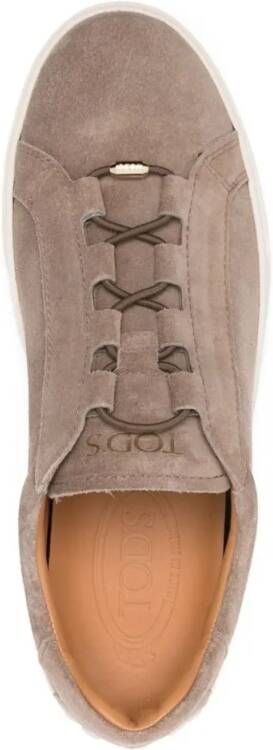 TOD'S Low-Top Sneakers Beige Suede Sneakers With Minimalist Design in bruin