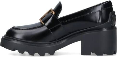 TOD'S Low-Top Sneakers Black Leather Buckle Moccasins – Black in zwart