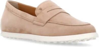 TOD'S Pink Suede Leather Loafers in roze