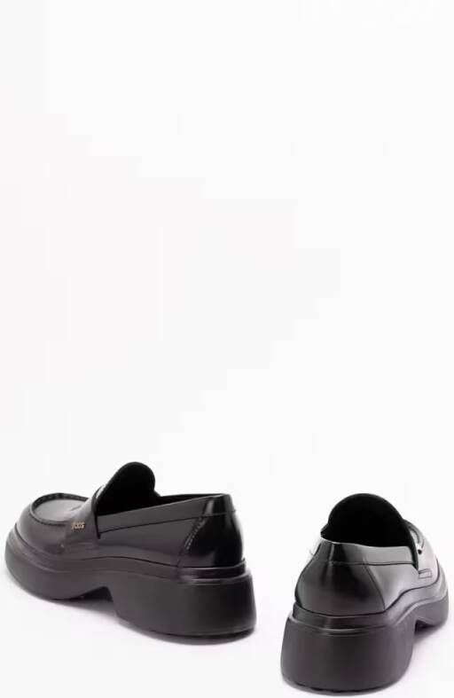 TOD'S Polished Black Calf Leather Loafers in zwart