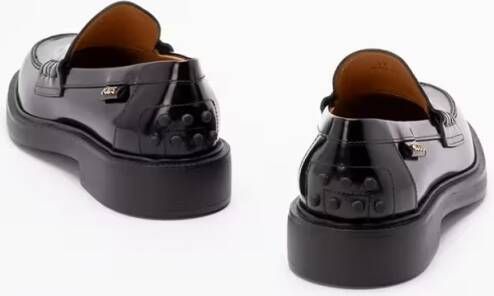 TOD'S Polished Black Calf Leather Loafers in zwart
