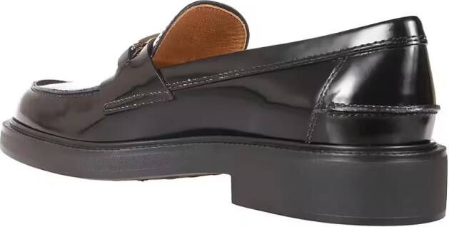 TOD'S Polished Leather Loafers With Decorative Emblem in zwart